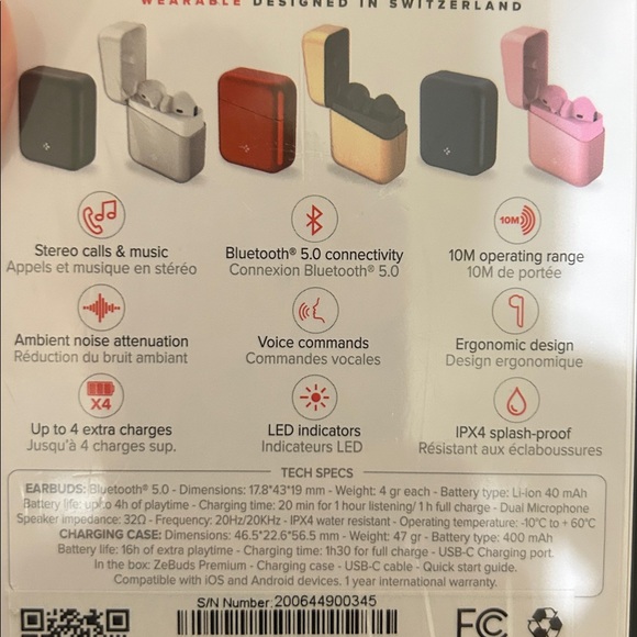 NFS MyKronoz ZEBUDS Premium Silver NIB Wireless Bluetooth In-Ear Headphones - Picture 11 of 16